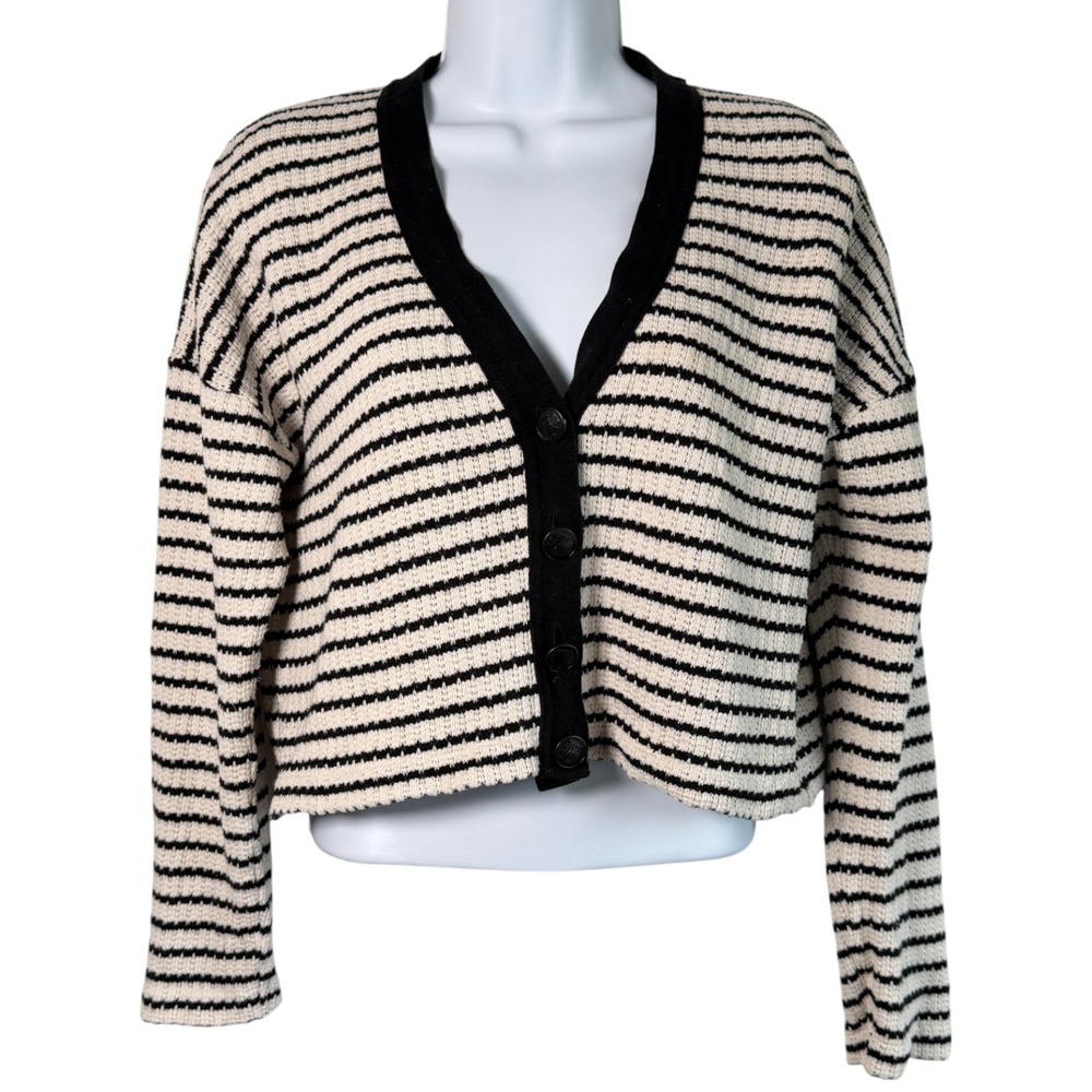 Massimo Dutti Striped Cropped Knit‎ Cardigan Size XS Preppy Academia Old Money